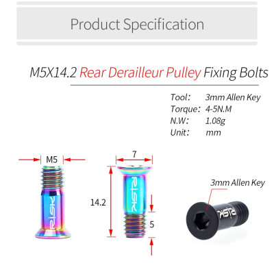 M5x14.2 Titánové skrutky Rainbow do prehadzovačky 2ks