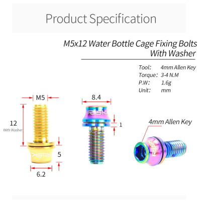 M5x12 Titánové skrutky Rainbow na košík 2ks