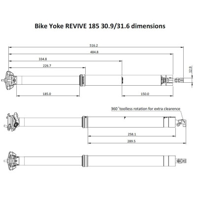 Teleskopická sedlovka Bike Yoke Revive Dropper Seatpost - 30.9mm - 185mm