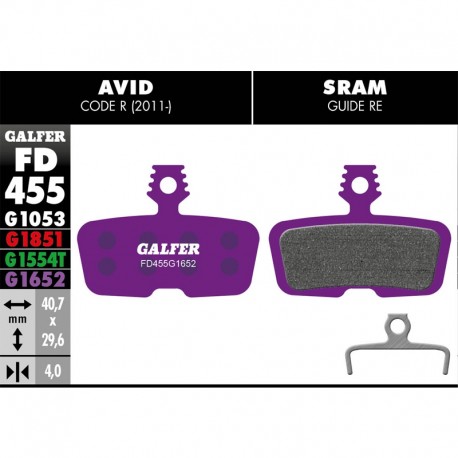 Brzdové platničky GALFER FD455 E-BIKE fialové FD455G1652 AVID Code R11 / SRAM