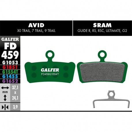 Brzdové platničky GALFER FD459 PRO zelené FD459G1554T AVID X0/SRAM Ultimate Guide