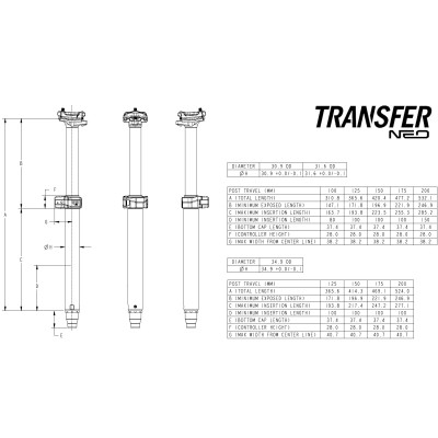 Sedlovka FOX Transfer Neo Factory 200mm, 31.6mm