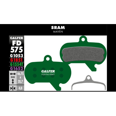 Brzdové platničky GALFER FD575 PRO zelené FD575G1554T SRAM MAVEN